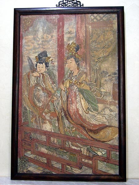fresque en stuc avec pigments végétaux - Fresque en stuc avec pigments végétaux - Dynastie Ming XVI° siècle - peintures