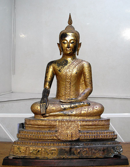 grand bouddha en bronze dor - Grand Bouddha en bronze dor - THAILANDE poque Rattanakosin vers 1800 - archives