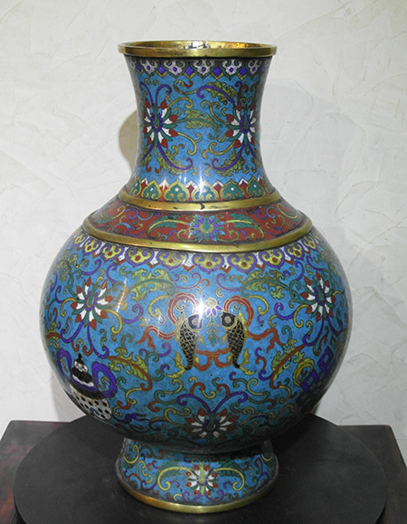 grand vase cloisonné - Grand vase cloisonné - Dynastie Qing XIX ° siècle H.41cm - bronzes