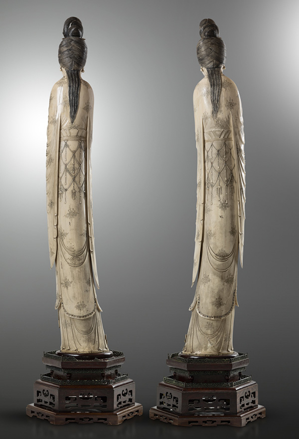 paire de princesses en ivoire sculpt - paire de princesses en ivoire sculpt - XIX° sicle - divers