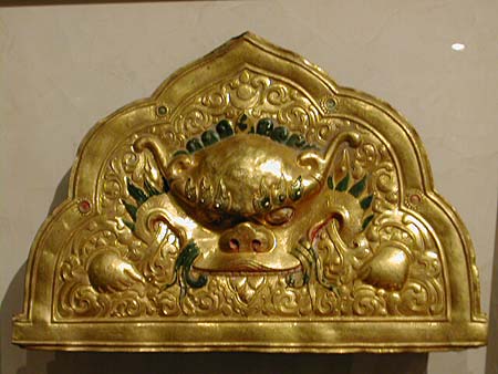 yama gilt copper repouss� mask - Yama gilt copper repouss� mask - Tibet XVIIIth century - files