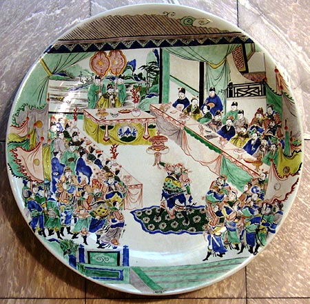 grand plat famille verte - Grand plat Famille Verte - �poque Kang-Xi ( 1662-1722 ) - archives