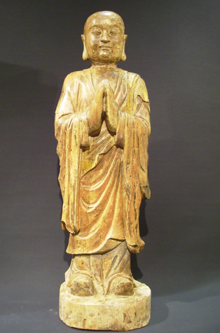 grand lohan en bois polychrome - Grand Lohan en bois polychrome - Dynastie Ming XV° si�cle - archives