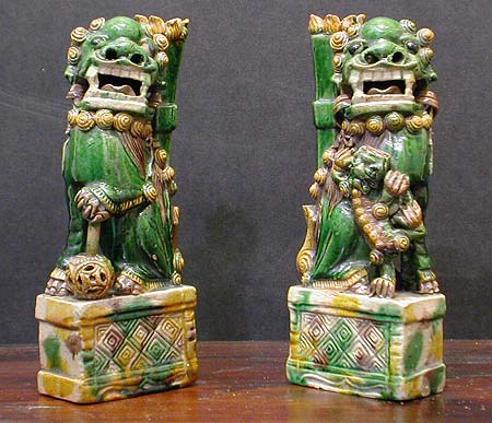 paire de chiens de f� - Paire de chiens de F� - Epoque Kangxi ( 1662-1722 ) - archives