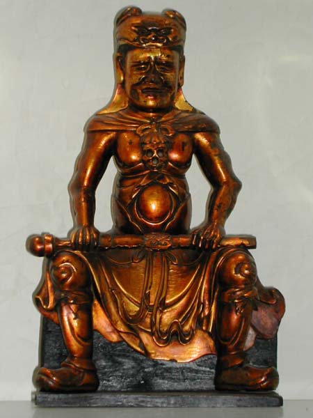 gild and red lacquered wood guardian - Gild and red lacquered wood Guardian - Ming dynasty ( 1368-1644 ) circa 1500 - files