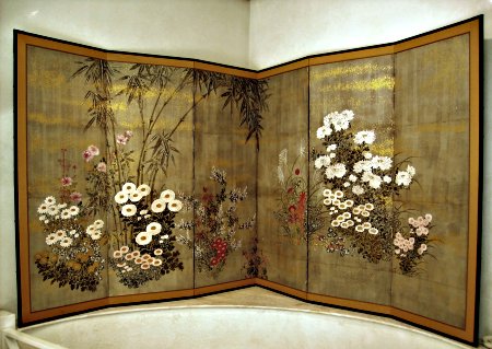 paravent � fond argent - Paravent � fond argent - Japon XIX° si�cle - archives